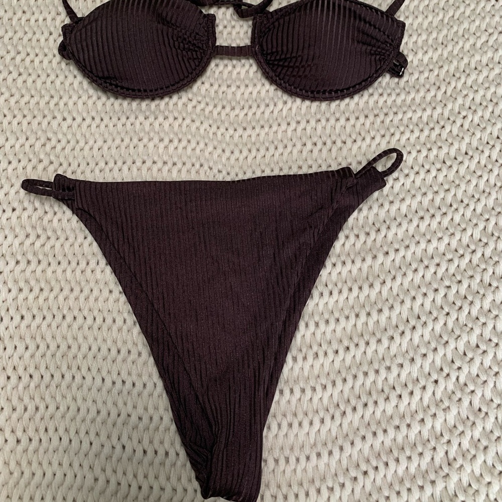 aya the label medusa top and bottom cocoa bikini size medium